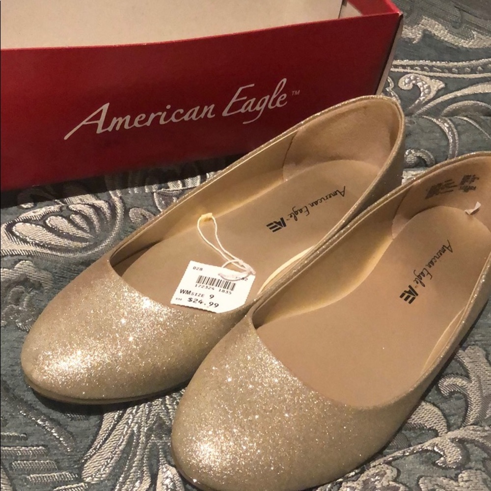 Sparkly gold flats